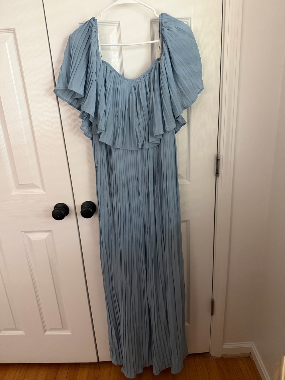 Soieblu Light Blue Pleated Ruffle Maxi Dress